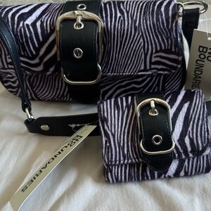 Purple and White Zebra Print Women's Bag Set